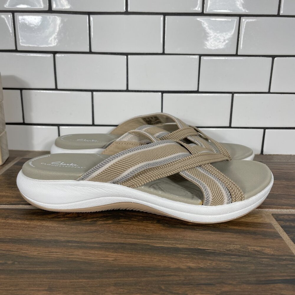 Clarks Mira Isle Shoes Womens Size 7.5 Sand Cloudsteppers Slide Sandal - Picture 5 of 14